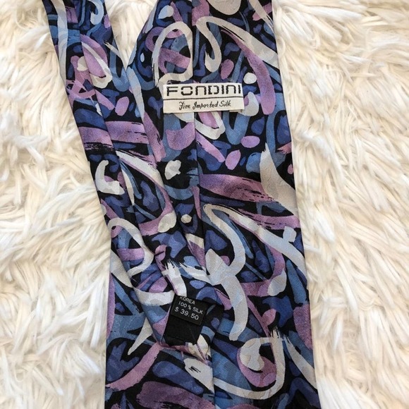 Fondini Mens Tie Fine Imported Silk Abstract NeckTie - Picture 5 of 5